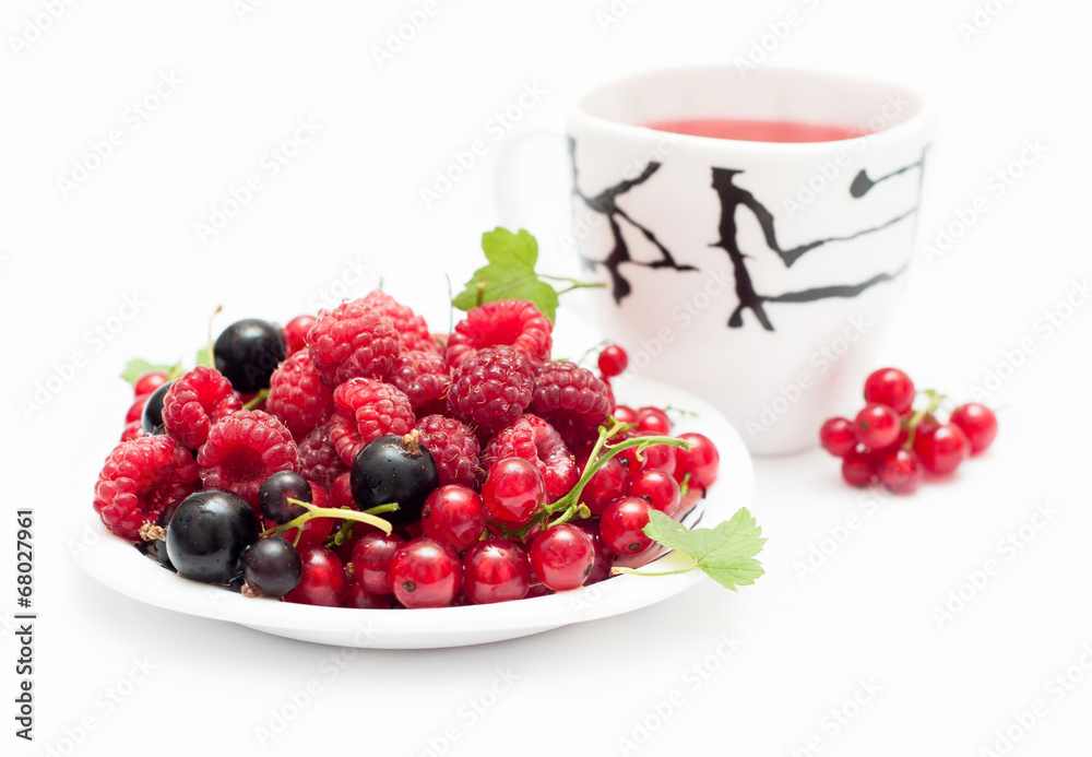 Cup of tea and berries
