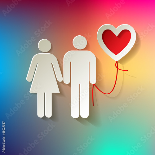 Valentinstag Papier Pärchen mit Herz  Regenbogen