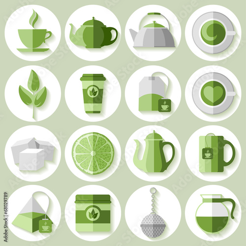 Tea icons set