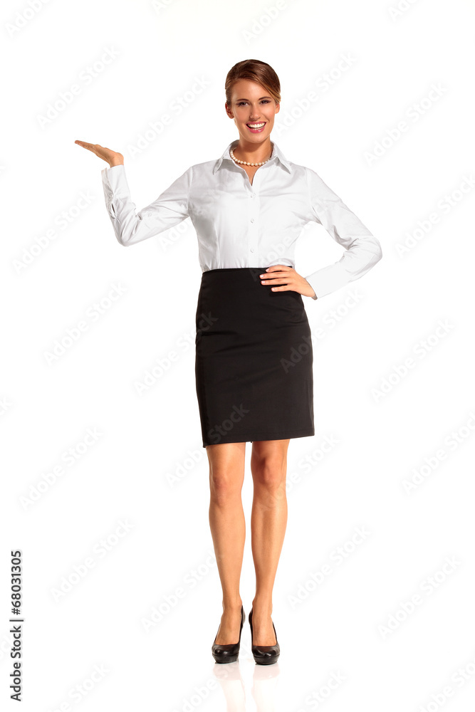 Charming flight stewardess showing various gesture Charming flight stewardess showing various gesture