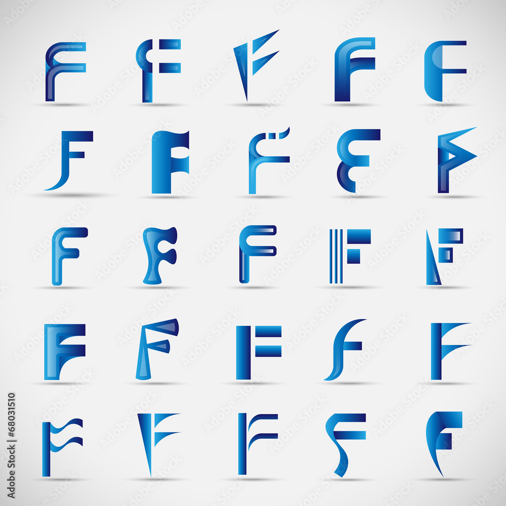 Letter Icons Set - Isolated On Gray Background Letter Icons Set - Isolated On Gray Background