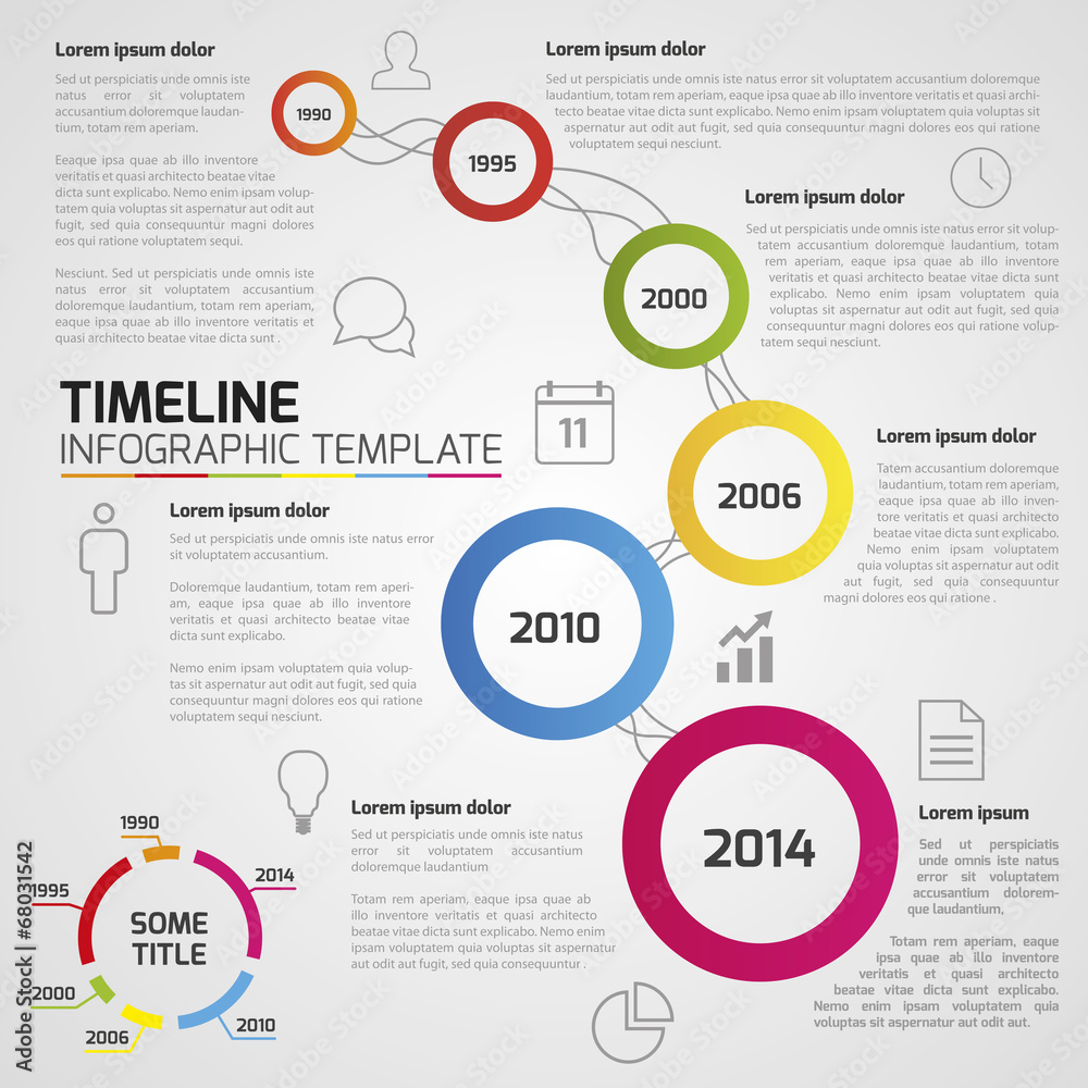 Light infographic timeline template with circles