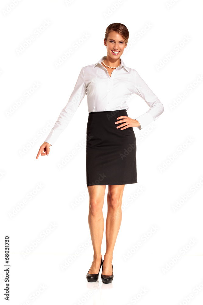Charming flight stewardess showing various gesture Charming flight stewardess showing various gesture