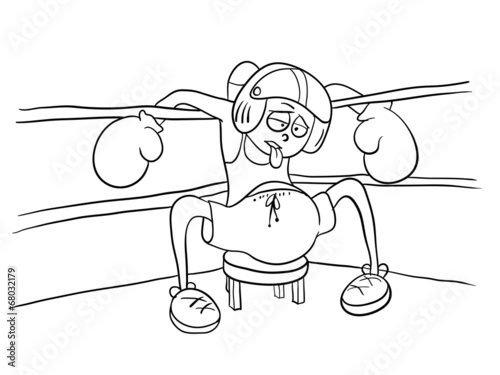 beaten boxer resting in the corner, vector