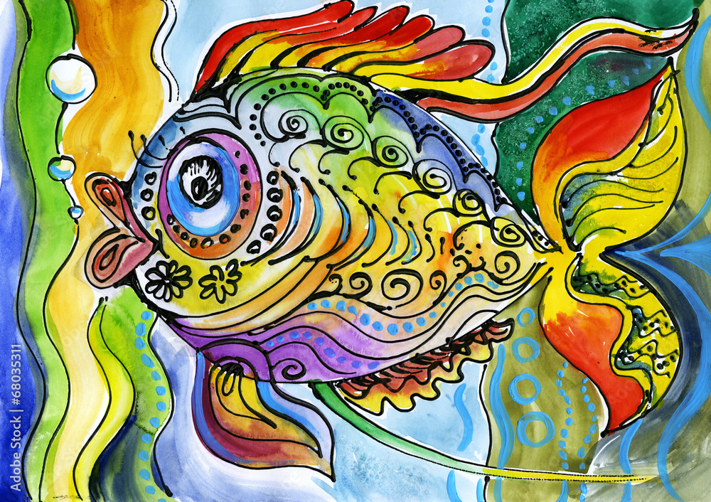 watercolor painting of fish watercolor painting of fish