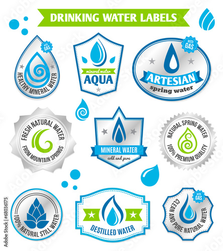 Set of water drops label