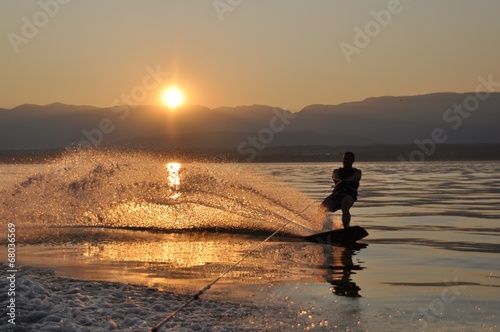 sunset wakeboard photo