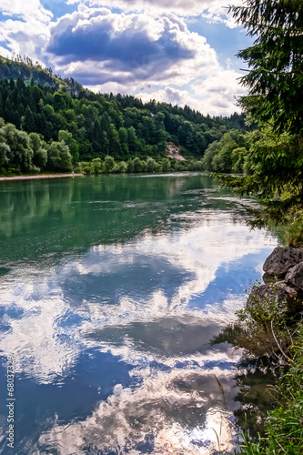 Green river in alpine austrian mountains