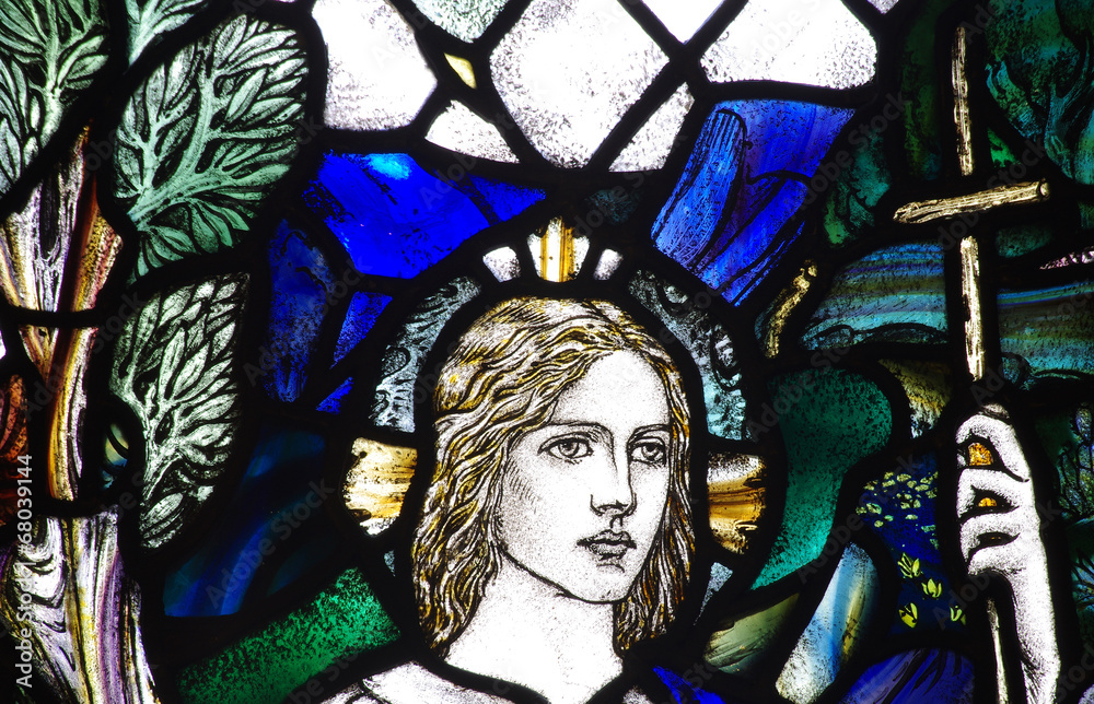 Fototapeta premium Jesus the good sheperd in stained glass