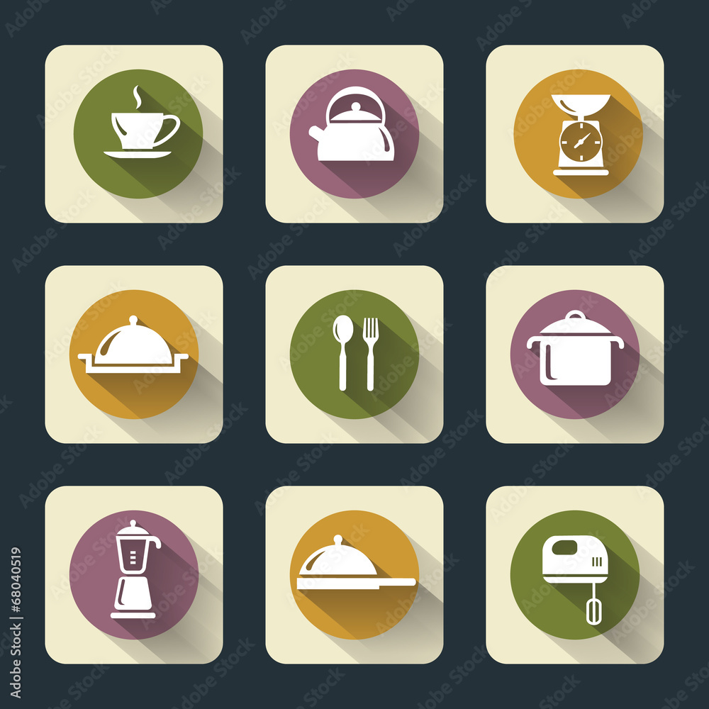 Kitchen flat icons Kitchen flat icons