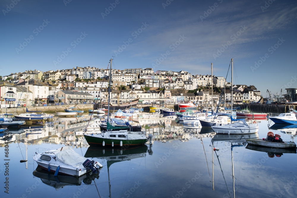 fishing boats moored in brixham harbour, devon