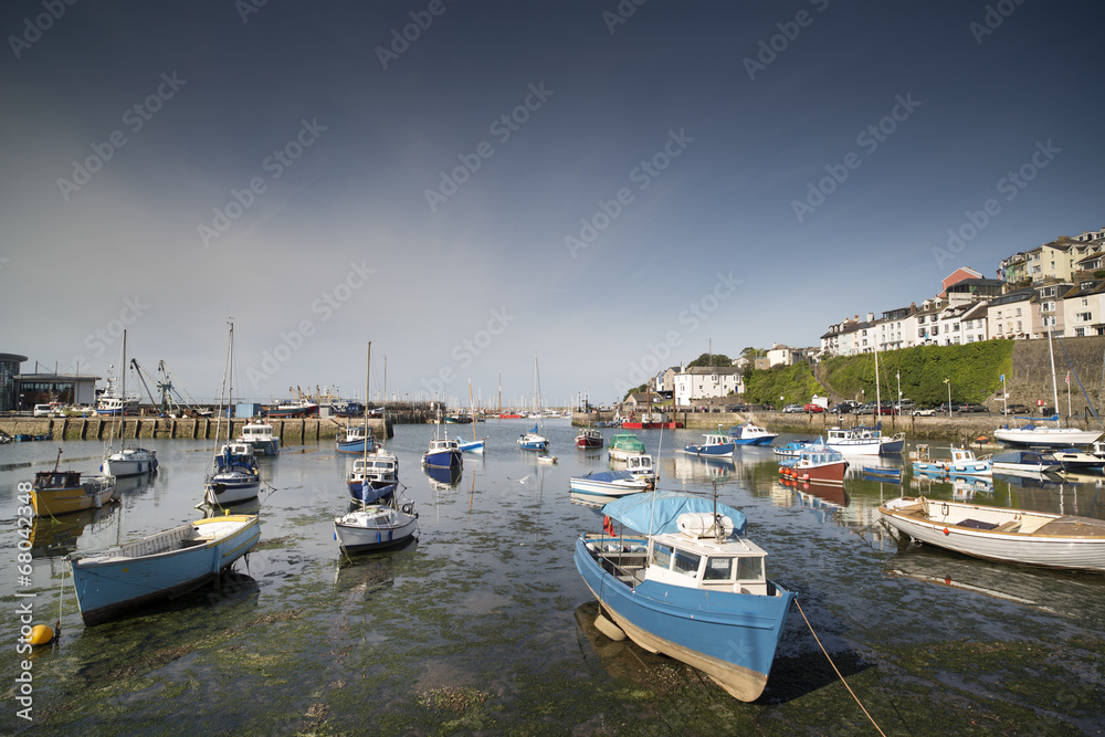 fishing boats moored in brixham harbour, devon