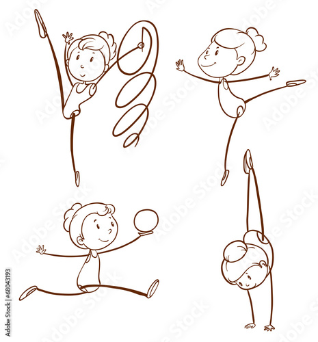 Sketches of a girl doing gymnastics