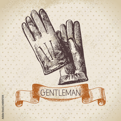 Sketch gentlemen accessory. Hand drawn men illustration