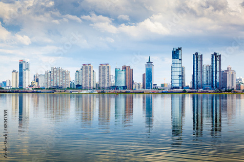 shanghai skyline with reflection China
