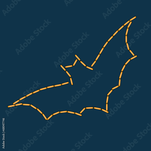 Stitching as bat shape for halloween holiday decoration.vector.
