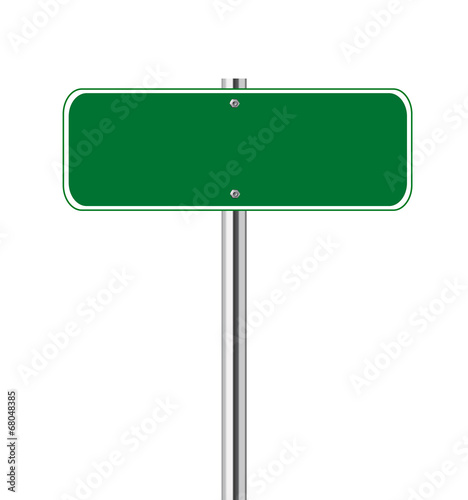 Blank green traffic sign