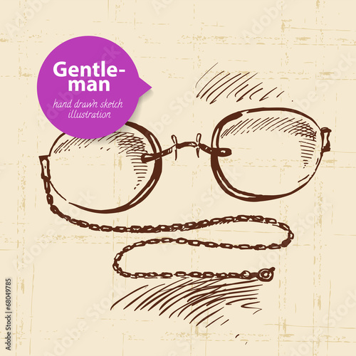 Sketch gentlemen accessory. Hand drawn men illustration