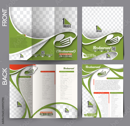 Set of Restaurant & Hotel Flyer & Tri-Fold Brochure Design