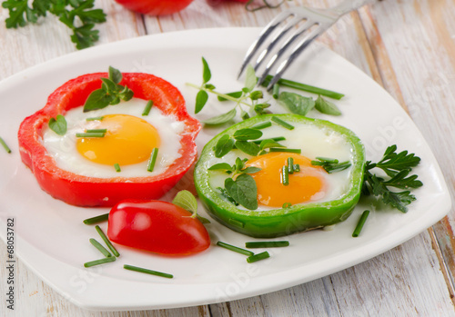 Fried vegetables and eggs