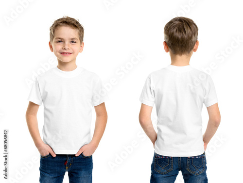White t-shirt on a young man isolated