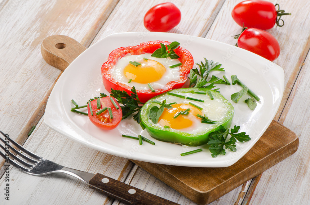 Fried vegetables and eggs Fried vegetables and eggs