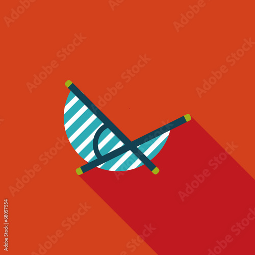 Lounger Beach Sunbed Chair flat icon with long shadow