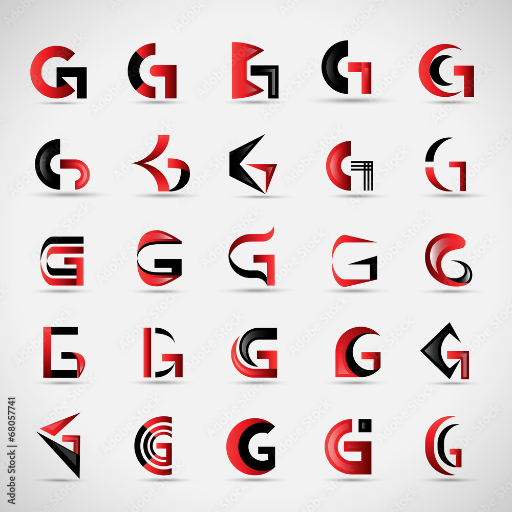 Letter Icons Set - Isolated On Gray Background Letter Icons Set - Isolated On Gray Background