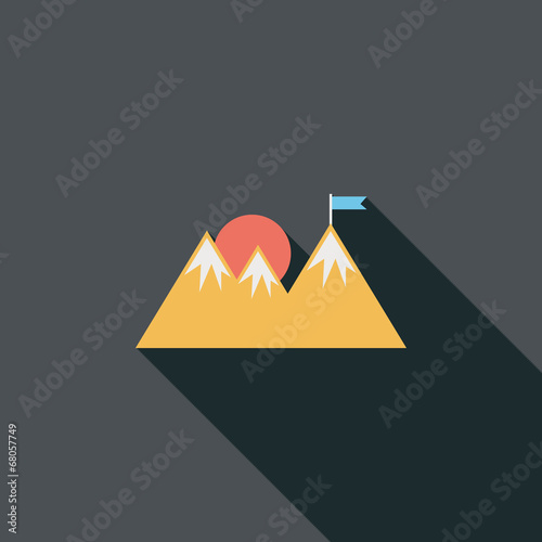 Mountain tourist flat icon with long shadow