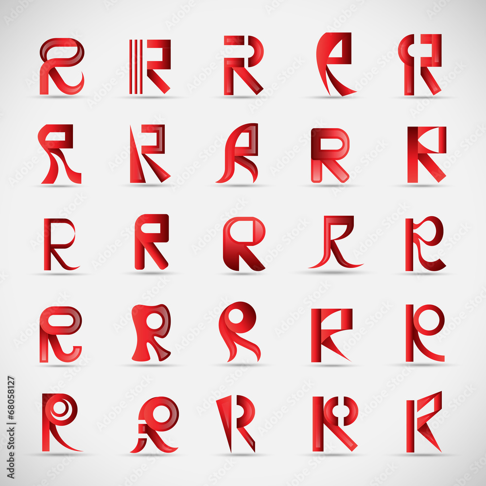 Unusual Letters Set - Isolated On Gray Background Unusual Letters Set - Isolated On Gray Background