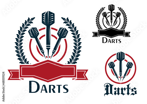 Darts sporting emblems or badges