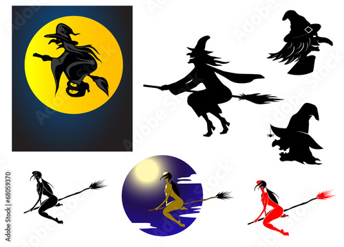 Set of Halloween witches