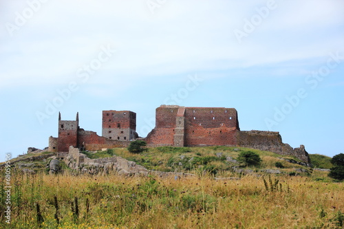 Landscape view of Hammershus Castle ruin