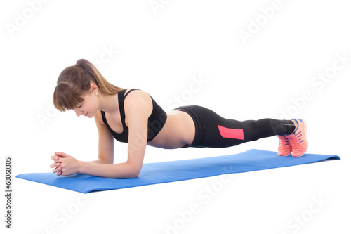 attractive woman doing exercises for abdominal muscles isolated