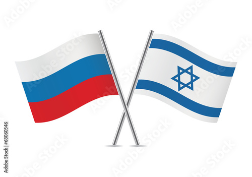Russian and Israeli flags. Vector illustration.
