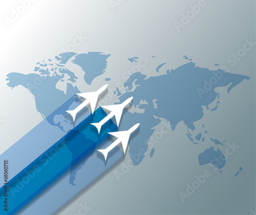 Illustration of planes on world map
