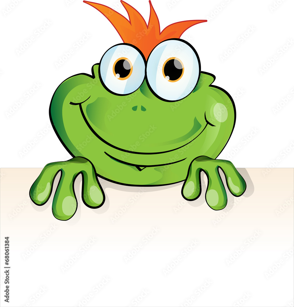 funny frog with signboard funny frog with signboard