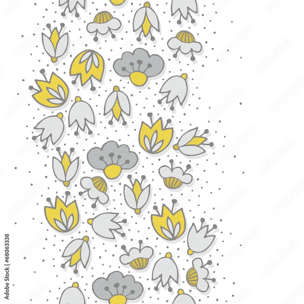 oliwkowe szare kwiaty i kropki pionowy border na białym tle