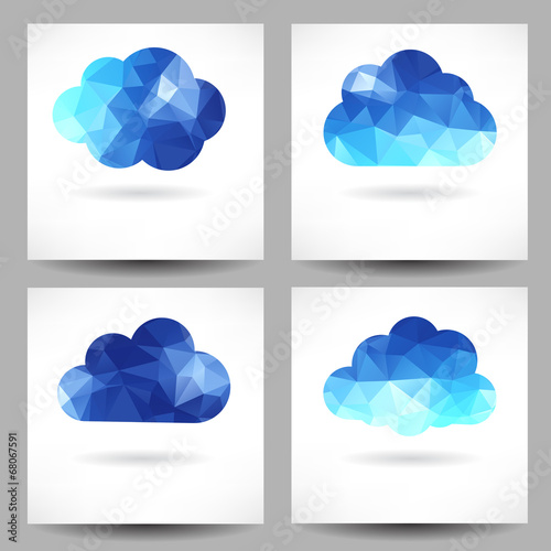 Set of backgrounds with triangular clouds