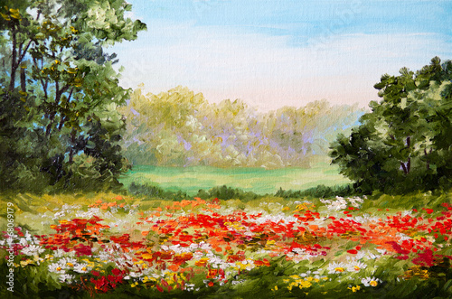 oil painting - poppy field