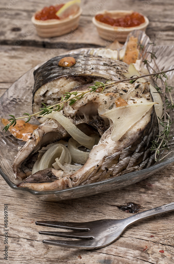 fragrant roasted fish in sauce and spices fragrant roasted fish in sauce and spices