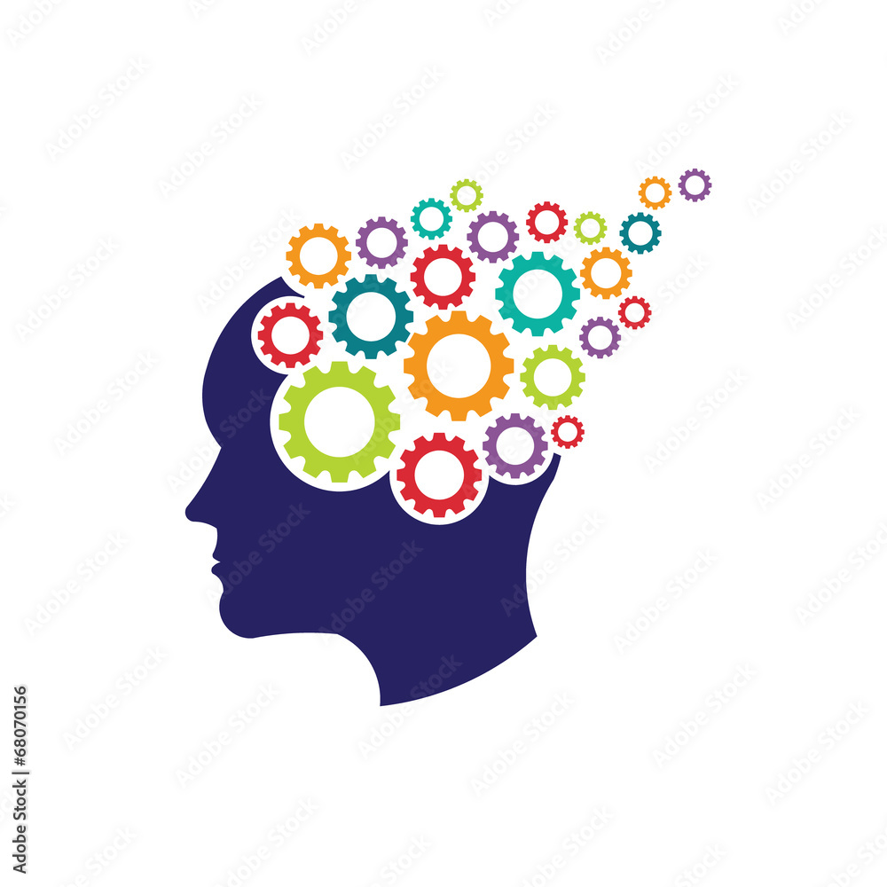 Concept of brain with gears logo Concept of brain with gears logo
