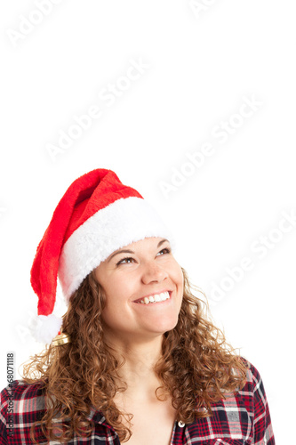 Junge Frau mit Weihnachtsm  tze