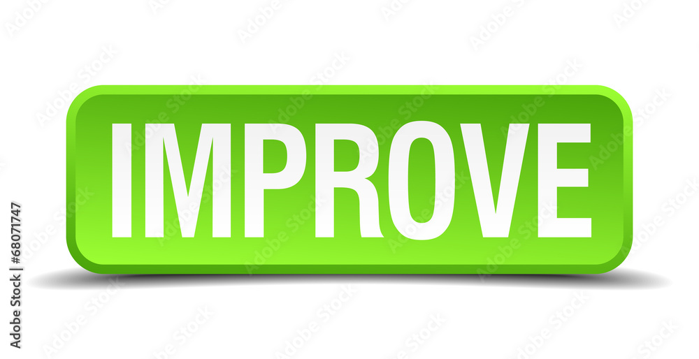 Improve green 3d realistic square isolated button Improve green 3d realistic square isolated button