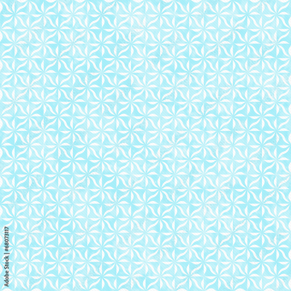 Teal and White Decorative Swirl Design Textured Fabric Backgroun