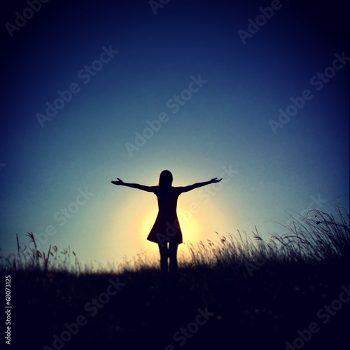 girl on sunset  photo
