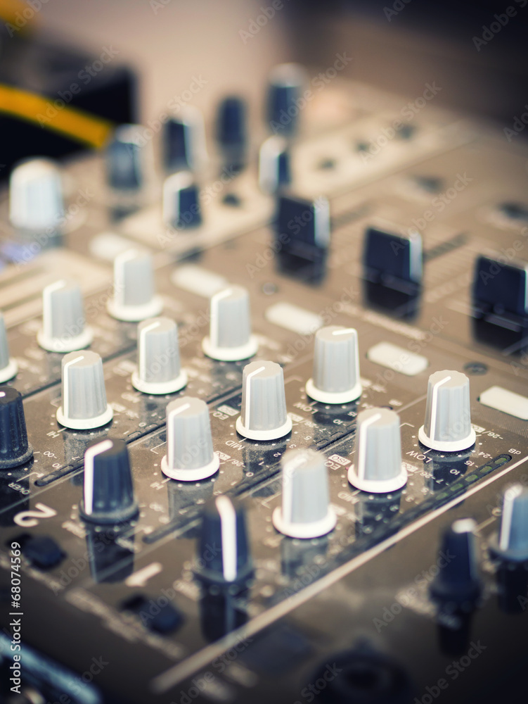 Closeup of dj controller - selective focus