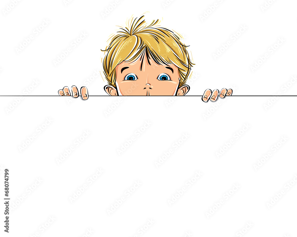 Background with a kid watching over copy space, vector Background with a kid watching over copy space, vector