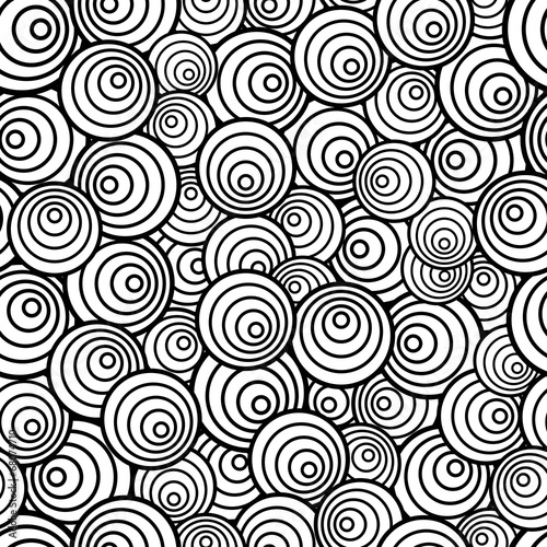 Black and white circles seamless pattern, vector background.