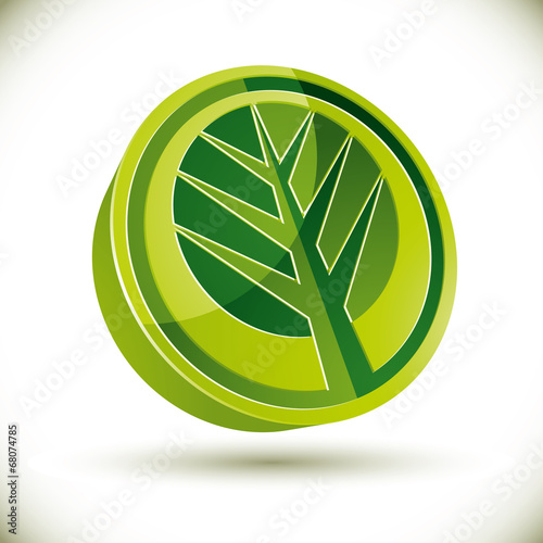 Tree 3d vector round icon i...